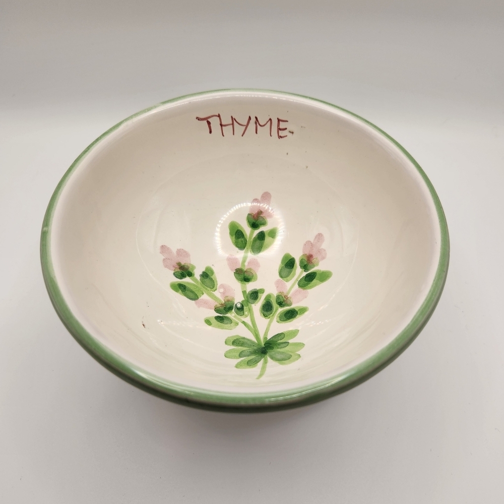Williams Sonoma Herbs Flora Thyme Pedastal‎ Bowl, Italian Earthenware, Italy